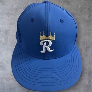 Champro HC1 C-Fit Baseball Hat S/M Royal Blue Crown R Logo Fitted Performance